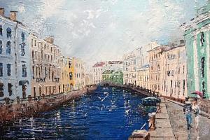 Чайки над Мойкой в Петербурге
